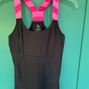 MPG Women's workout top.  Black with Pink Straps